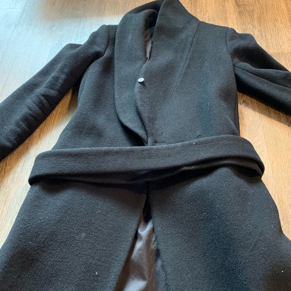 Club Monaco black  wool fur wraps around coat - Picture 12 of 15